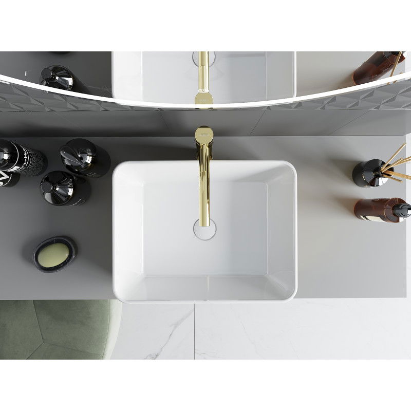 Mexen Catia countertop washbasin 48 x 37 cm, white/gold - 21314806