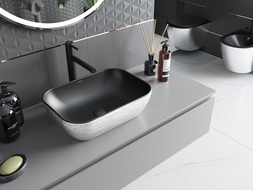 Mexen Rita countertop washbasin 45 x 32 cm, black matt/Silver line pattern - 21084573