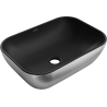 Mexen Rita countertop washbasin 45 x 32 cm, black matte/silver line pattern - 21084573