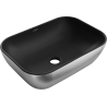 Mexen Rita countertop washbasin 45 x 32 cm, matte black/silver line pattern - 21084573