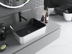 Mexen Catia countertop sink 48 x 37 cm, black matte/silver line pattern - 21314873