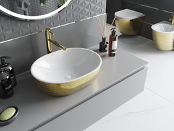 Mexen Viki countertop washbasin 48 x 35 cm, white/gold scale pattern - 21054808