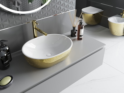 Mexen Viki countertop washbasin 48 x 35 cm, white/gold scales pattern - 21054808