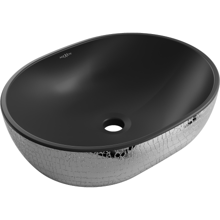 Mexen Viki countertop washbasin 48 x 35 cm, black matt/Silver scales pattern - 21054872