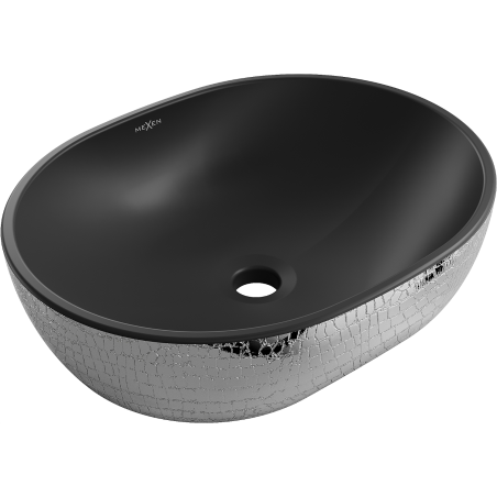 Mexen Viki countertop washbasin 48 x 35 cm, black matte/silver scale pattern - 21054872