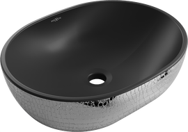 Mexen Viki countertop washbasin 48 x 35 cm, black matte/silver scale pattern - 21054872