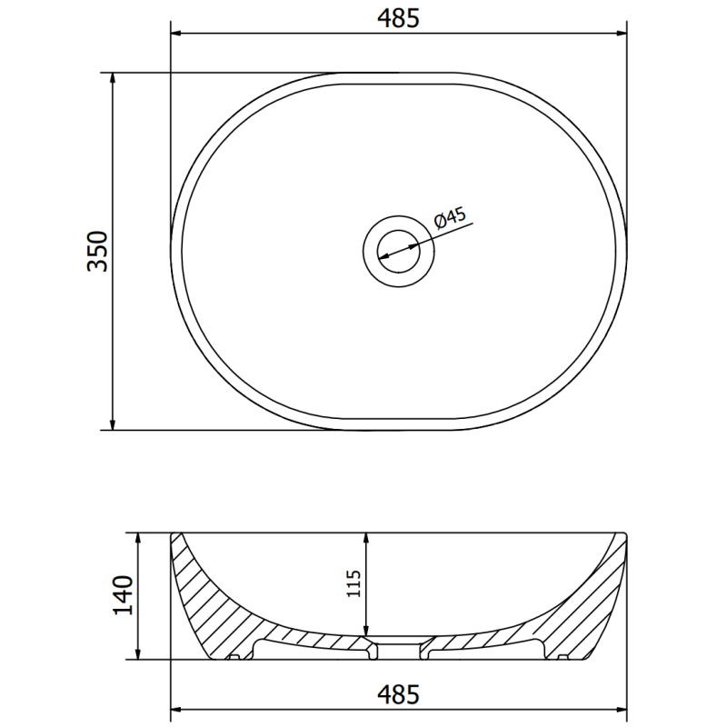 Mexen Viki countertop basin 48 x 35 cm, black matt/silver scale pattern - 21054872
