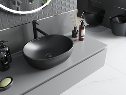 Mexen Viki countertop washbasin 48 x 35 cm, black matt - 21054885