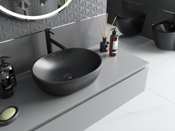 Mexen Viki countertop washbasin 48 x 35 cm, black matte - 21054885