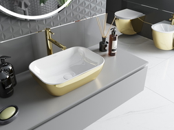 Mexen Rita countertop washbasin 45 x 32 cm, white/gold - 21084506