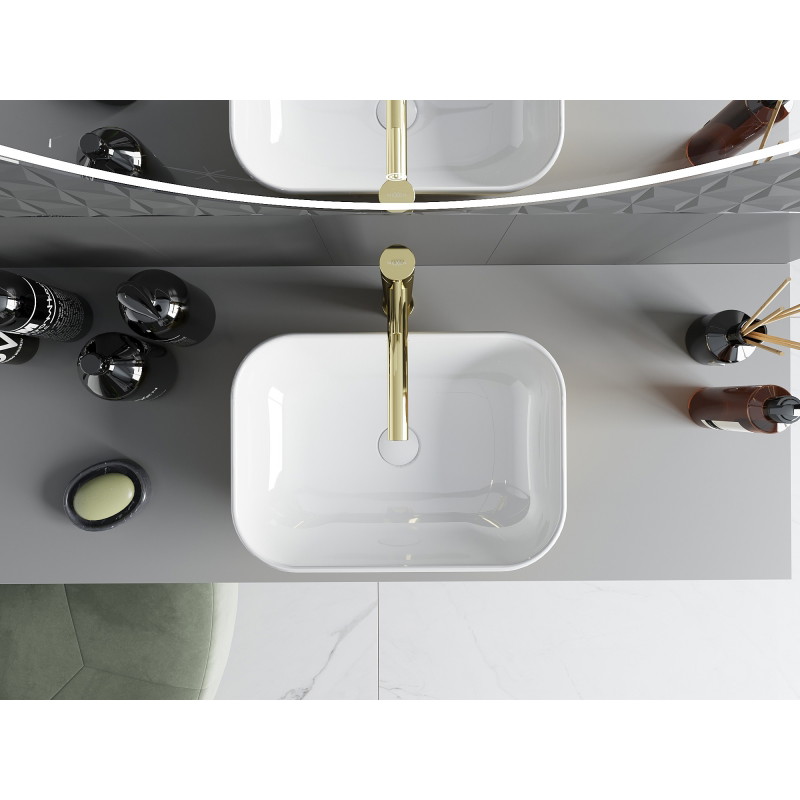 Mexen Rita countertop sink 45 x 32 cm, white/gold - 21084506