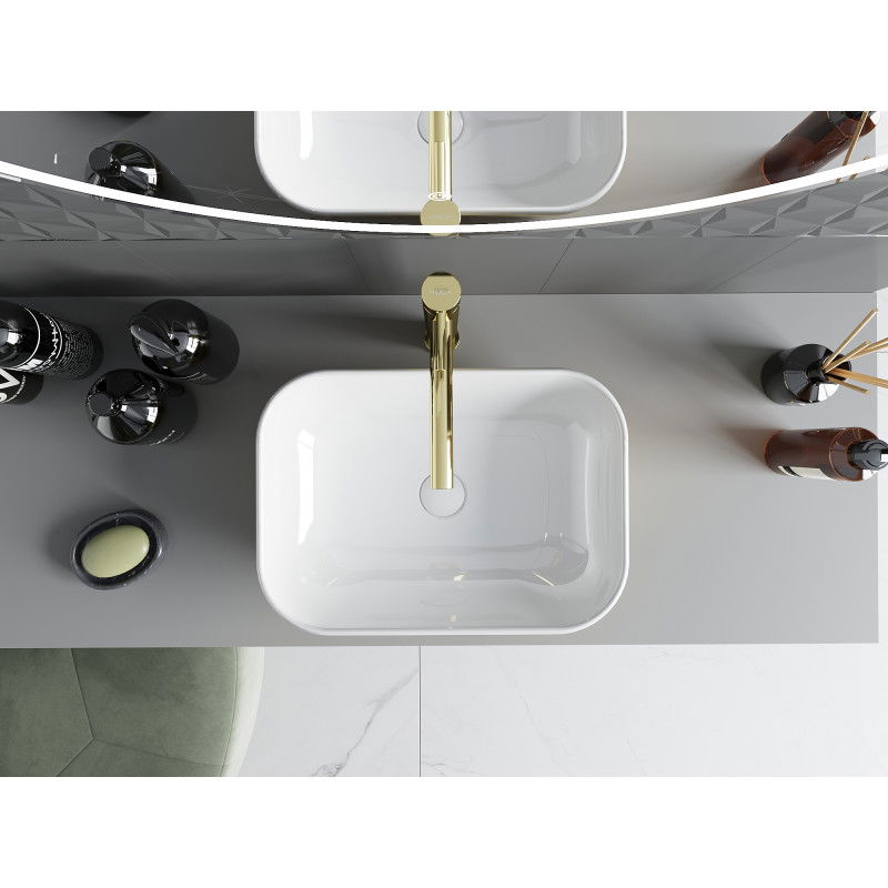 Mexen Rita countertop washbasin 45 x 32 cm, white/gold - 21084506