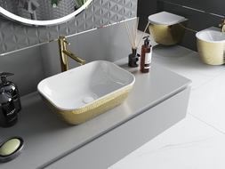 Mexen Rita countertop washbasin 45 x 32 cm, White/Gold - 21084554
