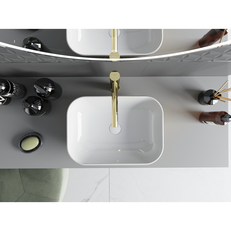 Mexen Rita countertop washbasin 45 x 32 cm, white/gold scale pattern - 21084554