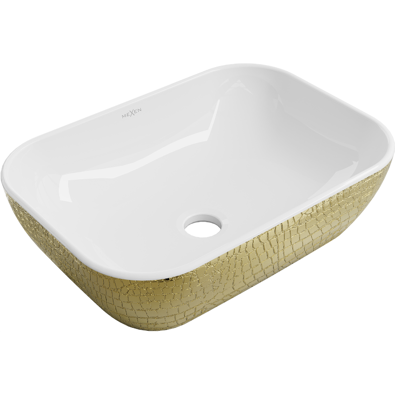 Mexen Rita countertop washbasin 45 x 32 cm, White/Gold - 21084554