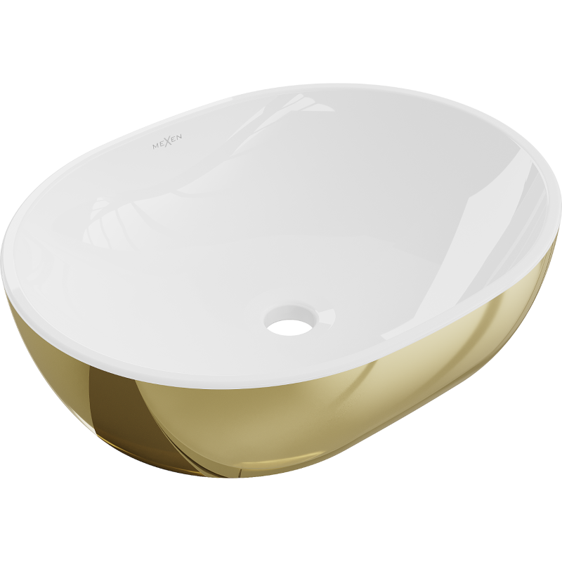 Mexen Viki countertop washbasin 48 x 35 cm, white/gold - 21054806