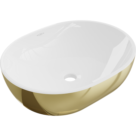 Mexen Viki countertop washbasin 48 x 35 cm, white/gold - 21054806