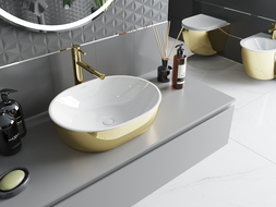 Mexen Viki countertop washbasin 48 x 35 cm, white/gold - 21054806