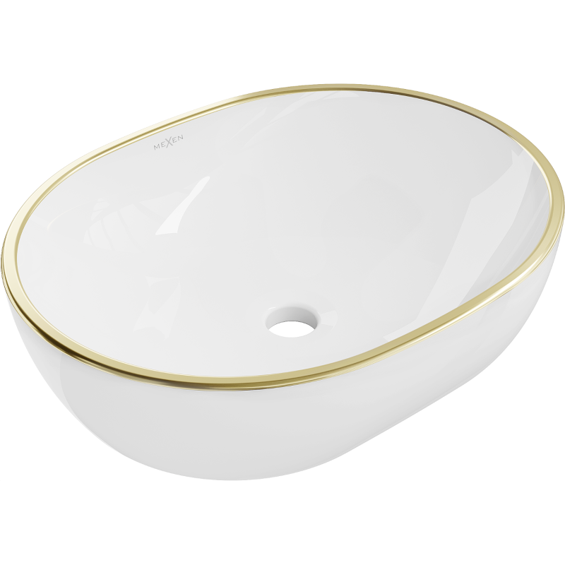 Mexen Viki countertop washbasin 48 x 35 cm, white/gold rim - 21054805