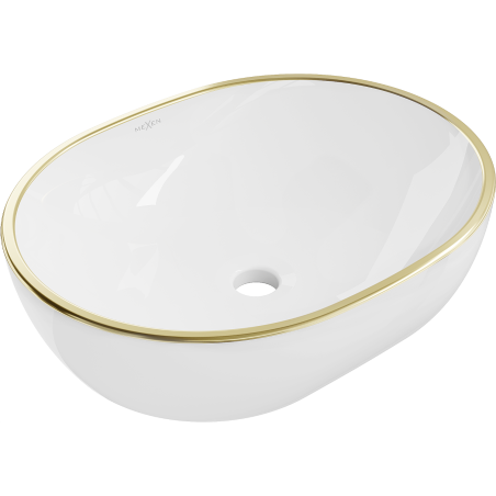 Mexen Viki countertop washbasin 48 x 35 cm, white/gold edge trim - 21054805