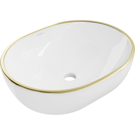 Mexen Viki countertop washbasin 48 x 35 cm, white/gold rim - 21054805