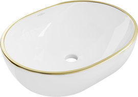 Mexen Viki countertop washbasin 48 x 35 cm, white/gold edge trim - 21054805