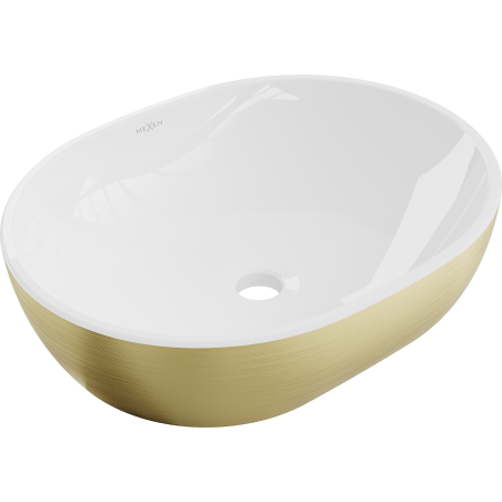 Mexen Viki countertop washbasin 48 x 35 cm, white/gold line pattern - 21054817