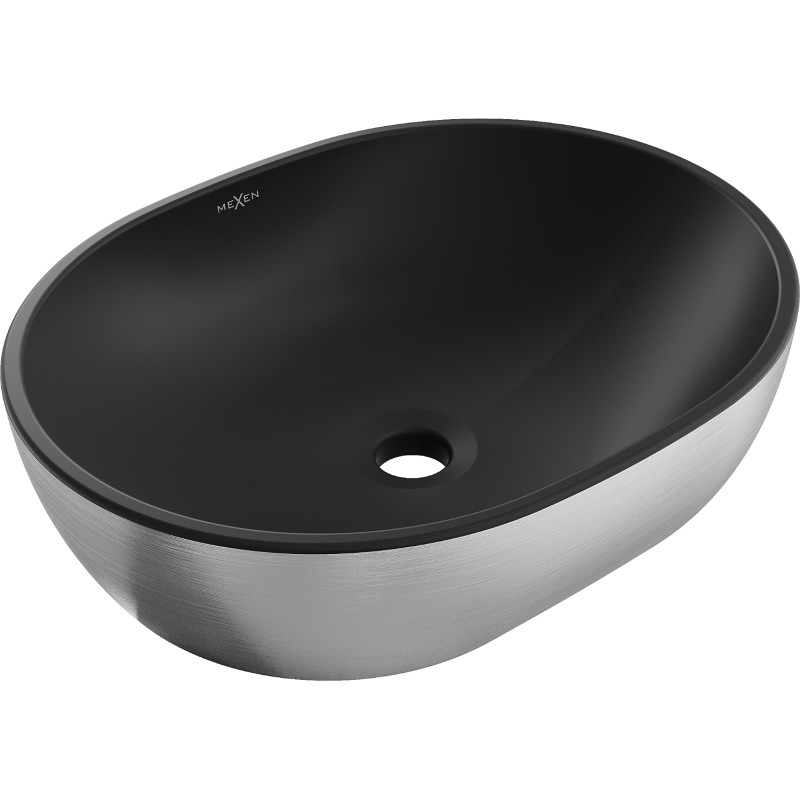 Mexen Viki countertop sink 48 x 35 cm, black matte/silver line pattern - 21054873