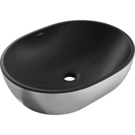 Mexen Viki countertop sink 48 x 35 cm, black matte/silver line pattern - 21054873