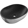 Mexen Viki countertop washbasin 48 x 35 cm, black matte/silver line pattern - 21054873