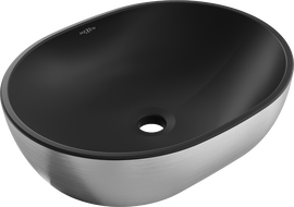 Mexen Viki countertop sink 48 x 35 cm, black matte/silver line pattern - 21054873