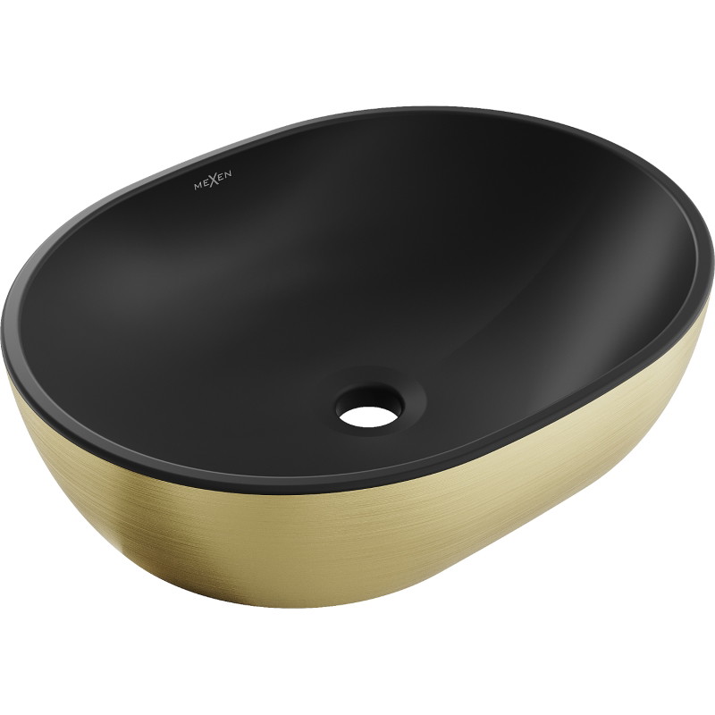 Mexen Viki countertop sink 48 x 35 cm, black matte/golden line pattern - 21054877
