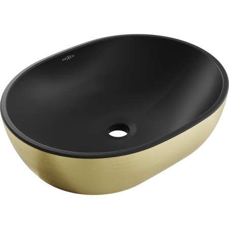 Mexen Viki countertop washbasin 48 x 35 cm, black matt/gold line pattern - 21054877