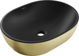 Mexen Viki countertop washbasin 48 x 35 cm, black matt/gold line pattern - 21054877