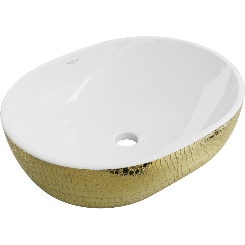 Mexen Viki countertop washbasin 48 x 35 cm, white/gold scale pattern - 21054808
