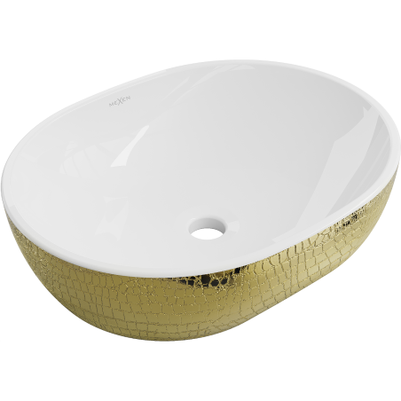 Mexen Viki countertop washbasin 48 x 35 cm, white/gold scale pattern - 21054808