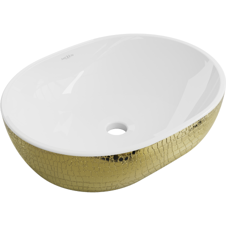 Mexen Viki countertop washbasin 48 x 35 cm, white/gold scales pattern - 21054808