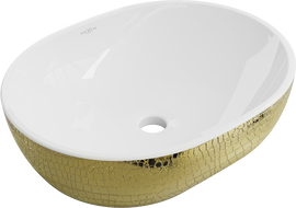 Mexen Viki countertop washbasin 48 x 35 cm, white/gold scales pattern - 21054808