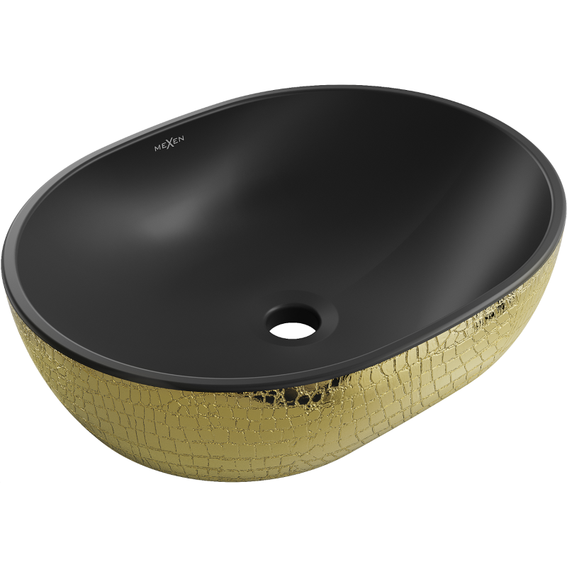 Mexen Viki countertop washbasin 48 x 35 cm, black matte/golden scale pattern - 21054878