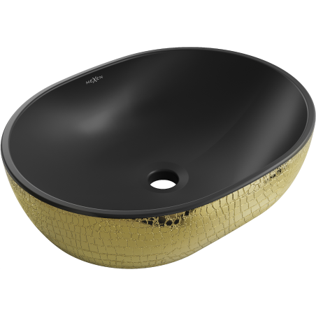 Mexen Viki countertop washbasin 48 x 35 cm, black matte/golden scale pattern - 21054878