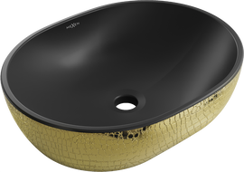 Mexen Viki countertop washbasin 48 x 35 cm, black matt/gold scales pattern - 21054878