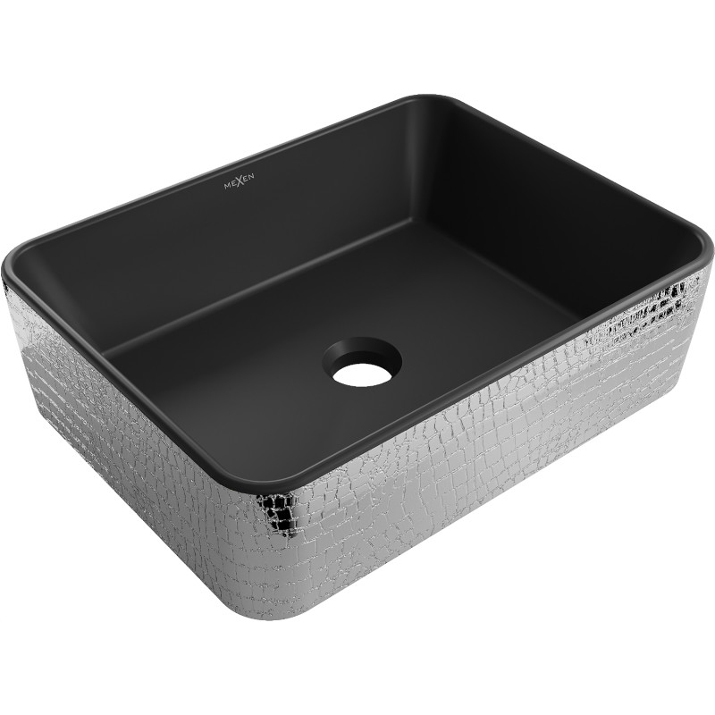 Mexen Catia countertop sink 48 x 37 cm, black matte/silver scale pattern - 21314872