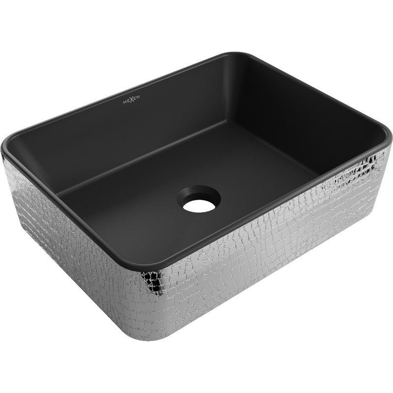 Mexen Catia countertop washbasin 48 x 37 cm, black matte/silver scale pattern - 21314872