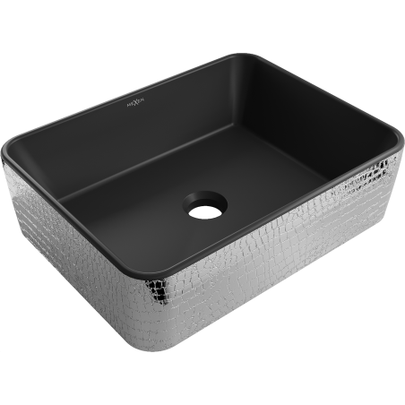 Mexen Catia countertop sink 48 x 37 cm, black matte/silver scale pattern - 21314872