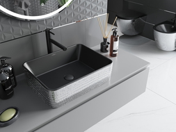 Mexen Catia countertop washbasin 48 x 37 cm, black matt/Silver scales pattern - 21314872