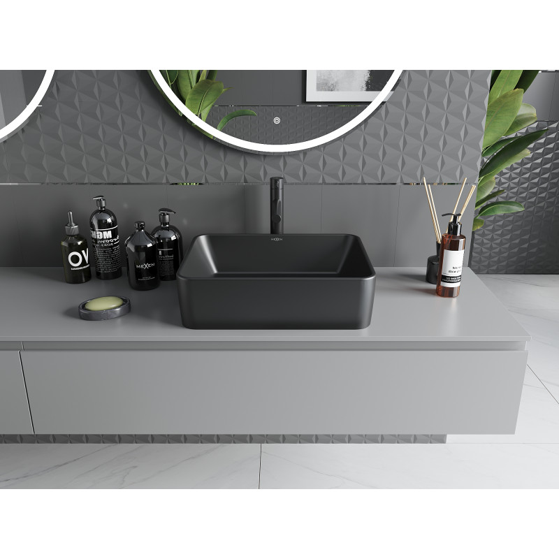 Mexen Catia countertop washbasin 48 x 37 cm, matte black - 21314885