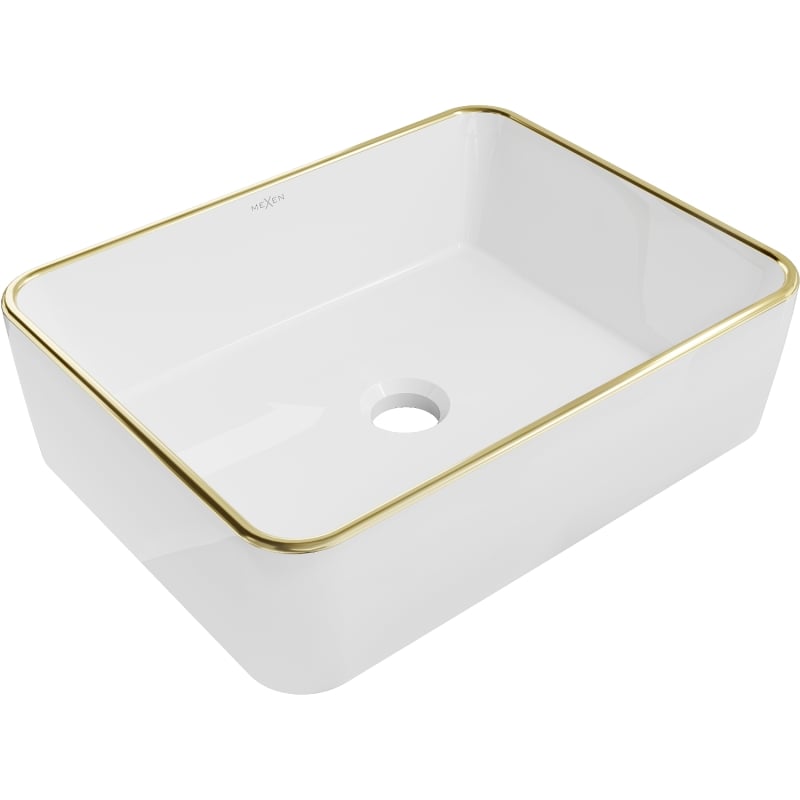 Mexen Catia countertop sink 48 x 37 cm, white/gold rim - 21314805