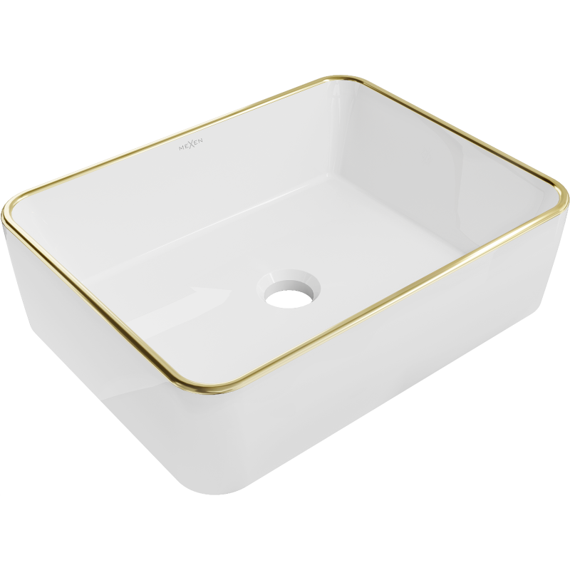 Mexen Catia countertop washbasin 48 x 37 cm, white/gold edge - 21314805