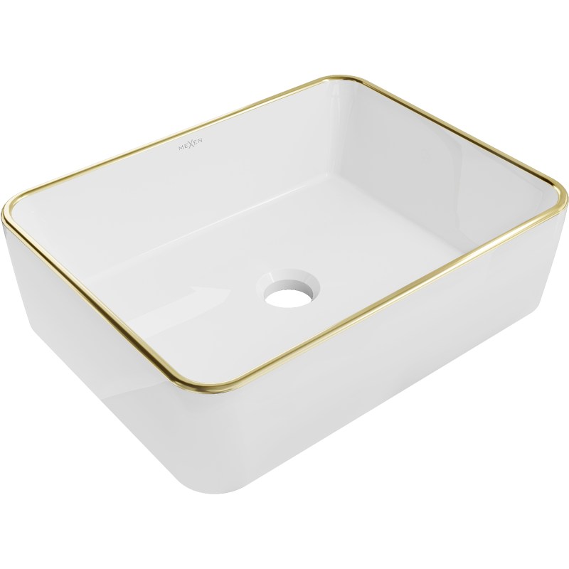 Mexen Catia countertop washbasin 48 x 37 cm, white/gold edge trim - 21314805