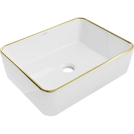 Mexen Catia countertop washbasin 48 x 37 cm, white/gold edge - 21314805